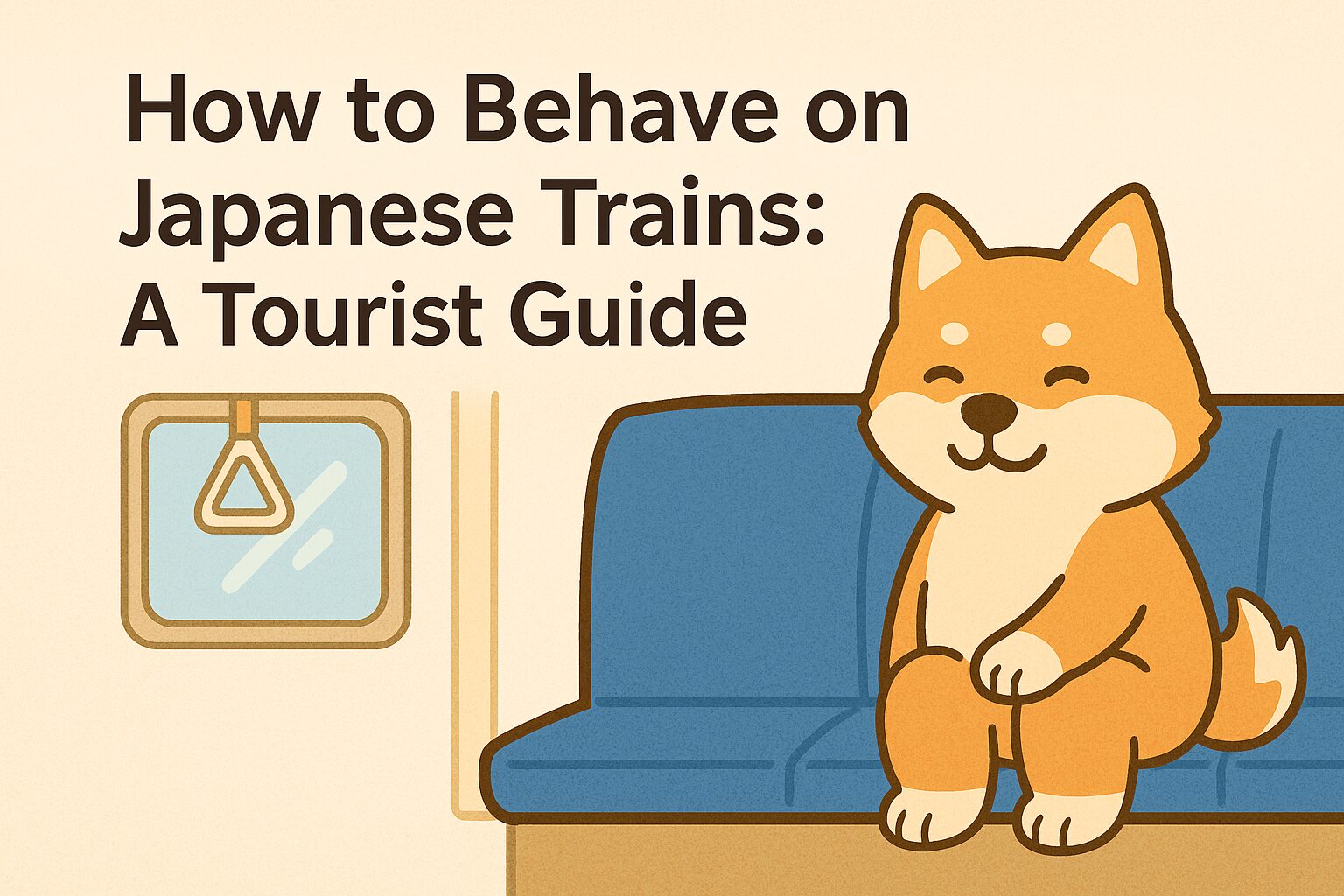 Alt=“Cute Shiba Inu sitting politely on a Japanese train seat – How to Behave on Japanese Trains”
